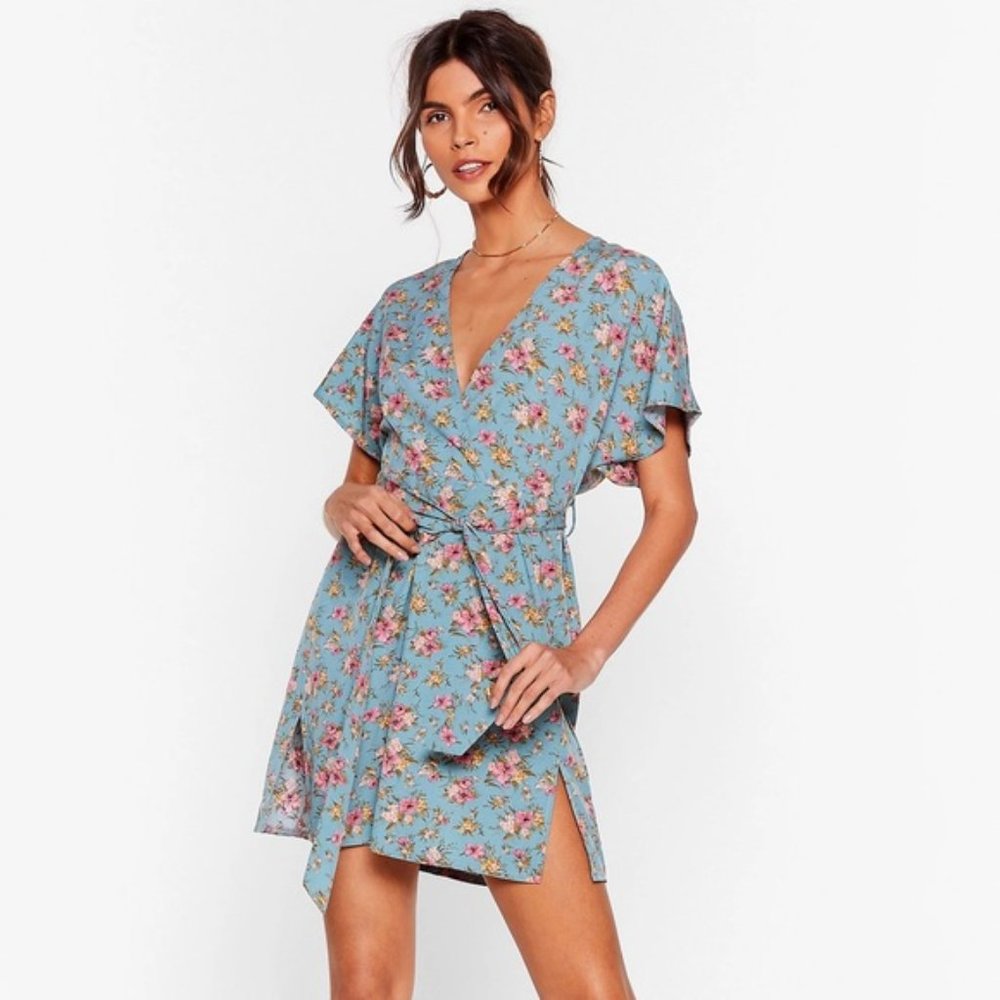 NASTY GAL Floral Split Hem Mini Dress